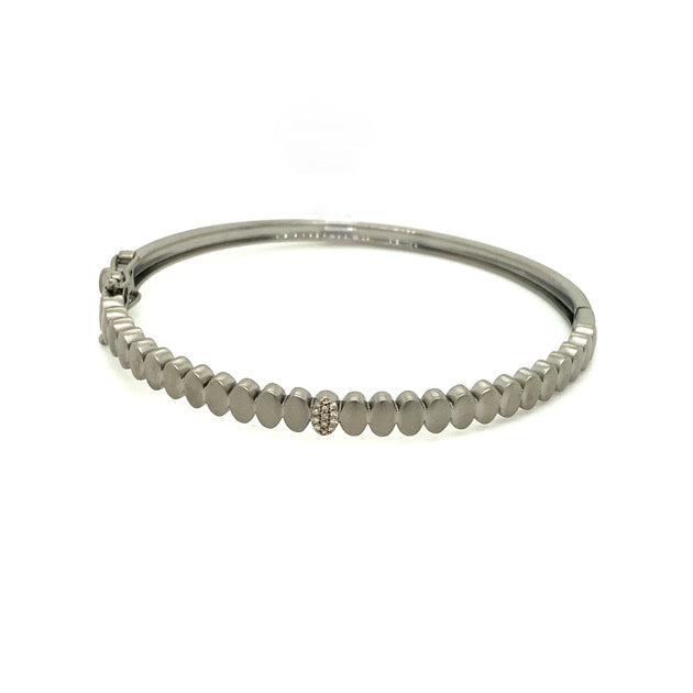 22K Multi Tone Gold Bangle w/ Overlay White Gold Circle Details