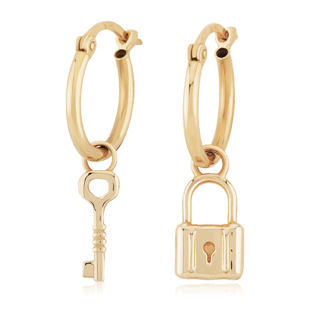 Lock & Key Petite Hoop Earrings