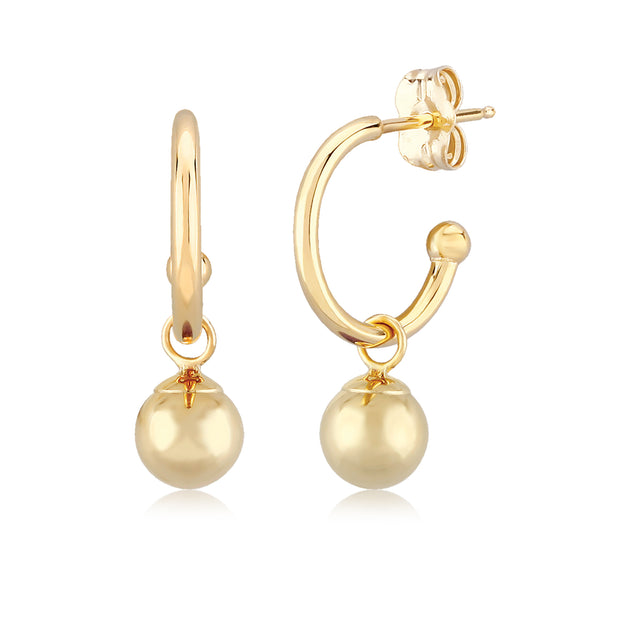 Gold Ball Petite Hoop Earrings