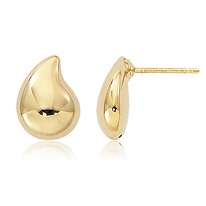 14k yellow gold small domed teardrop post earring