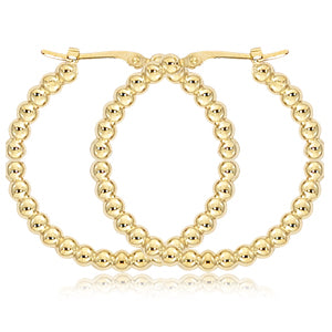 14k yellow gold beaded hoop