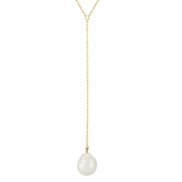 Baroque Pearl Drop Lariat Style Necklace