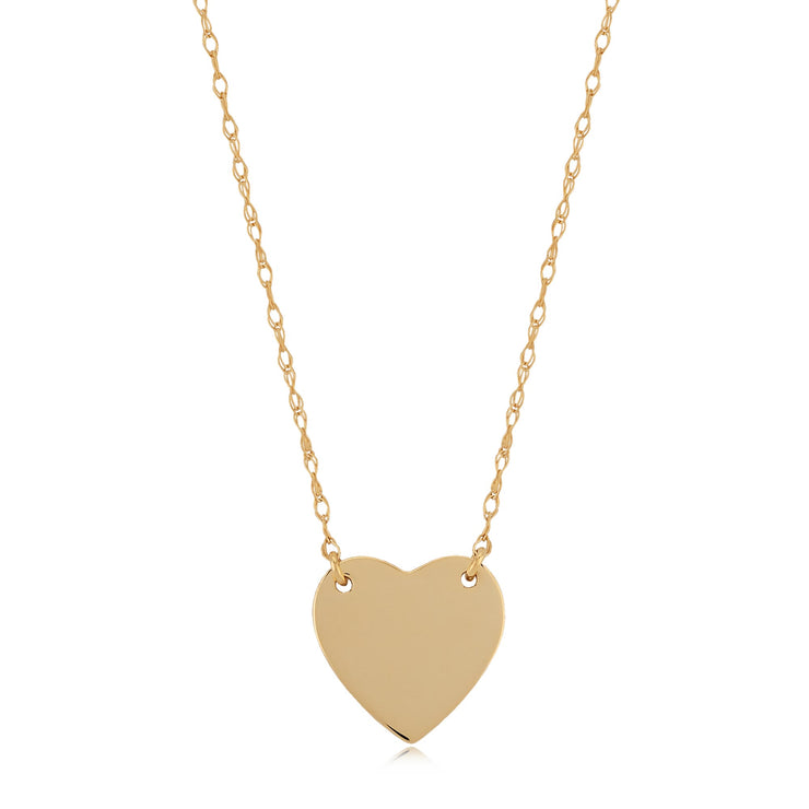 14k yellow gold flat heart necklace