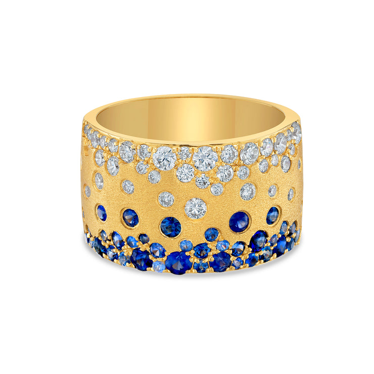 18k yellow gold  12.3mm diamond and sapphire band