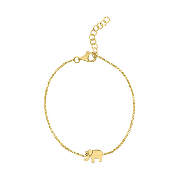 14k yellow gold elephant diamond eye bracelet