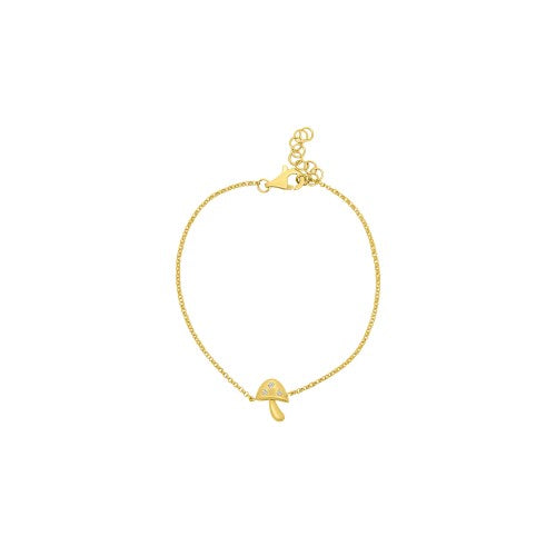 14k yellow gold diamond accent mushroom bracelet