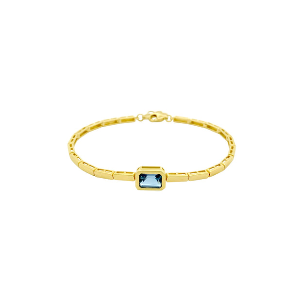 14k yellow gold london blue topaz center bracelet