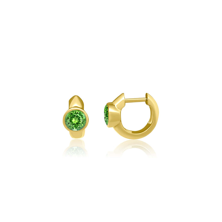 14k yellow gold bezel set peridot huggy