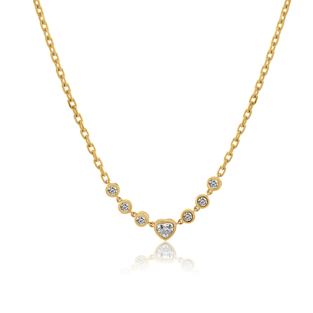 14k yellow gold bezel set diamond necklace