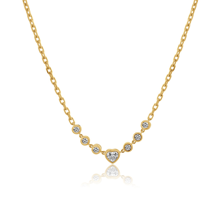 14k yellow gold bezel set diamond necklace