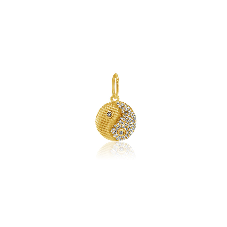 14k yellow gold yin/yang diamond pendant