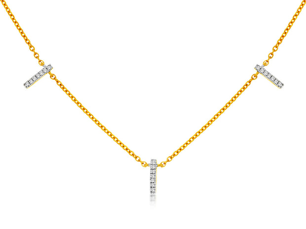 Two-Tone Diamond Stick Necklace