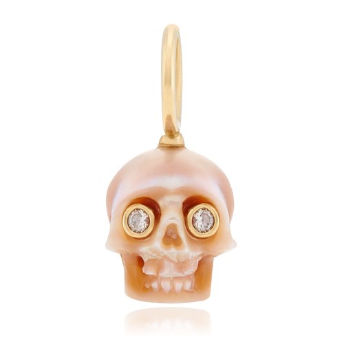 Hand Carved Pearl Baby Skull Pendant
