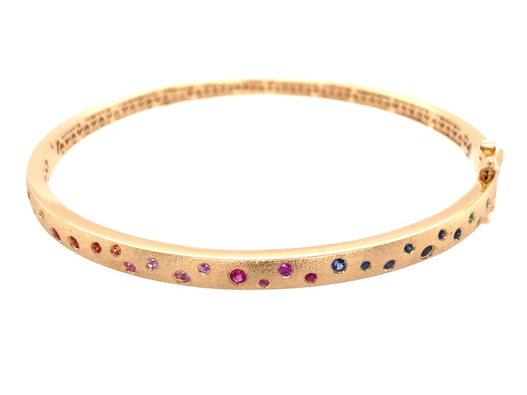 14k yellow gold rainbow sapphire .43ctw confetti bangle