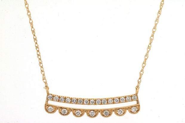 Double Diamond Curved Bar Necklace