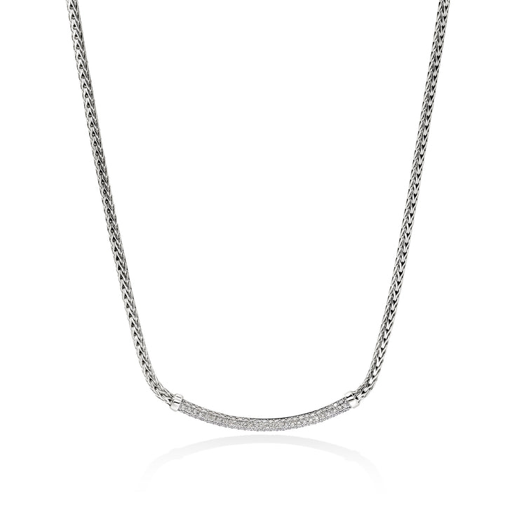 John Hardy center diamond curved bar necklace