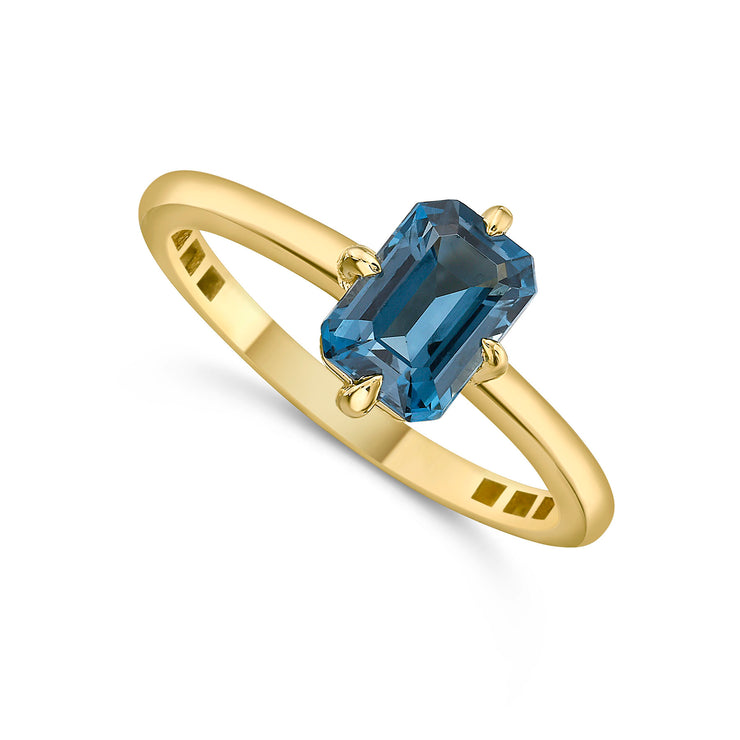 Emerald Cut London Blue Topaz Ring