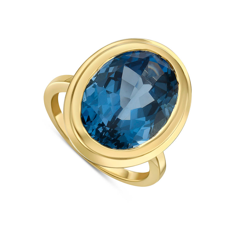 Bezel Set Jumbo London Blue Topaz Ring