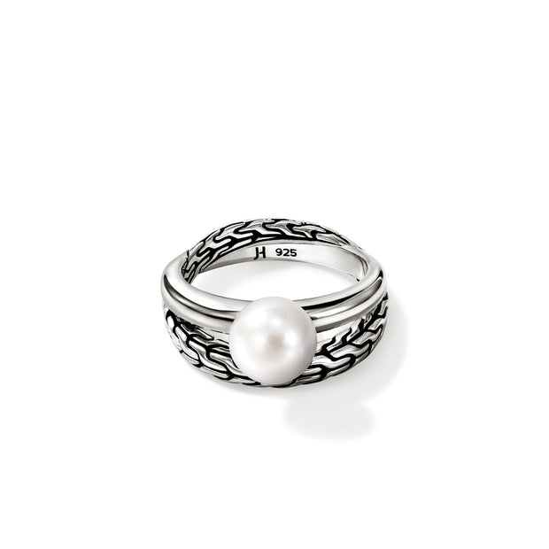 John Hardy two row cultured fresh water pearl ring