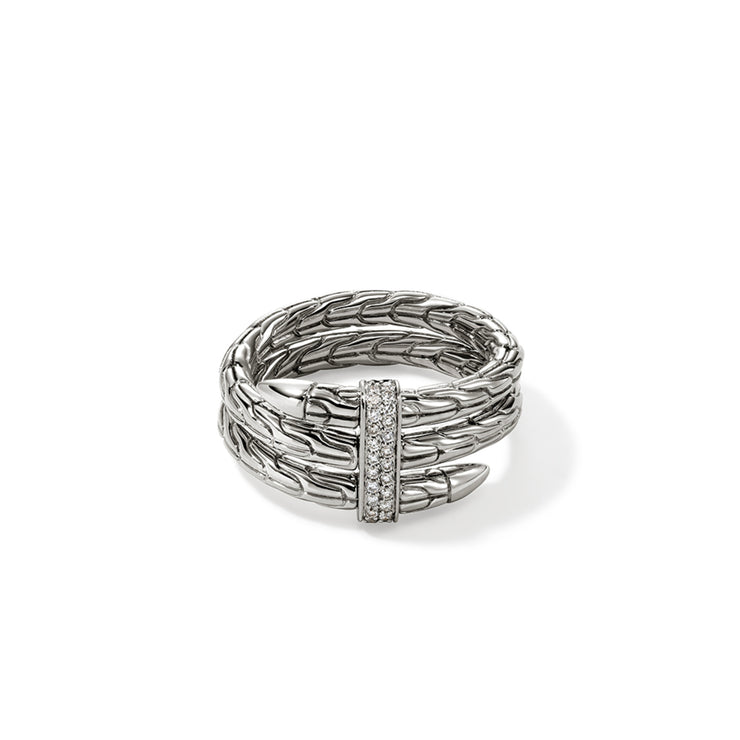 John Hardy triple wrap diamond accent Spear collection ring