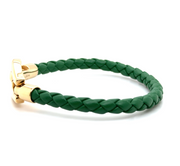 Green Leather Stirrup Clasp Bracelet