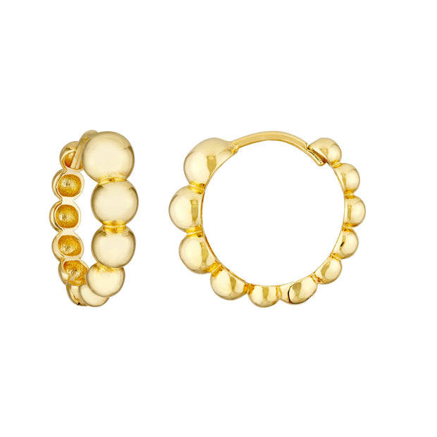 Puffy Gold Beaded Hoop Earrings