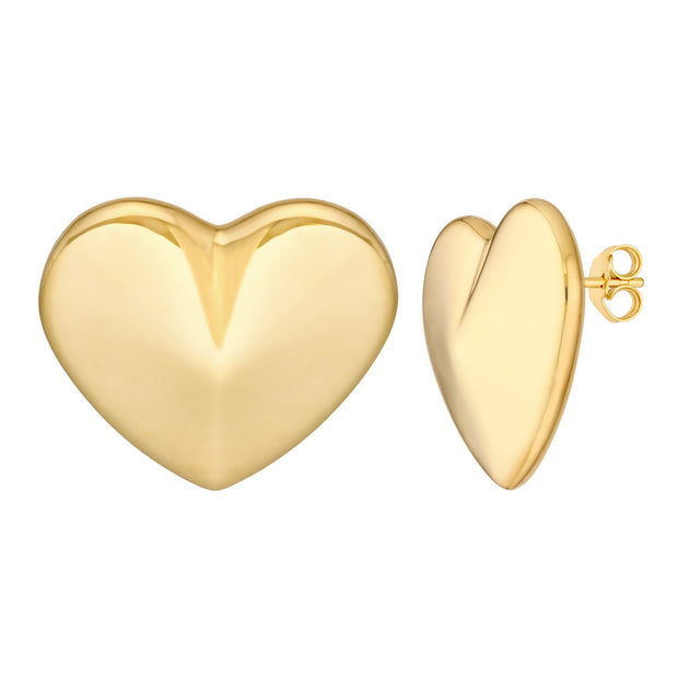 Large Puffy Gold Heart Earrings