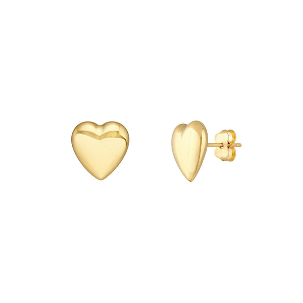 Small Puffy Gold Heart Earrings