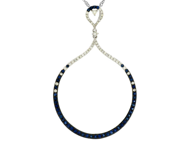 Diamond & Sapphire Open Circle Necklace