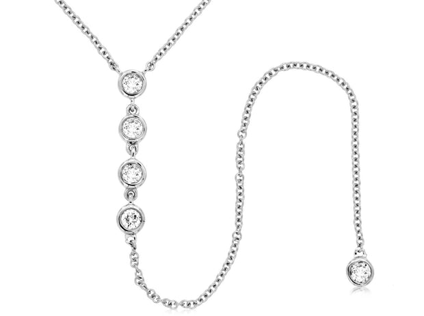 Bezel Set Diamond Lariat Style Necklace