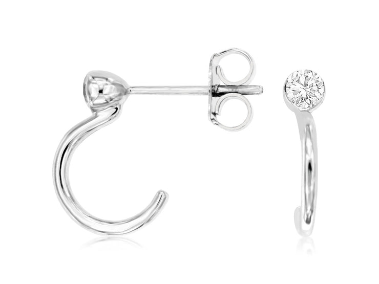 Bezel Set Diamond Top Partial Hoop Earring