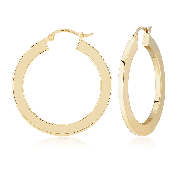 14k yellow gold flat round hoop