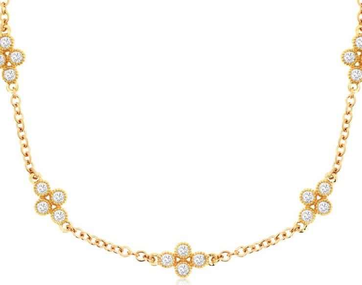 14k yellow gold diamond station necklace 16-18" long