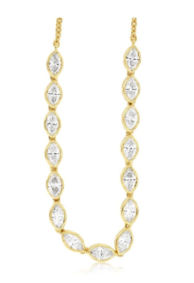 14k yellow gold marquis shaped diamond necklace