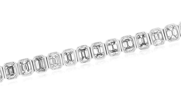 14k white gold emerald cut diamond line bracelet 7"