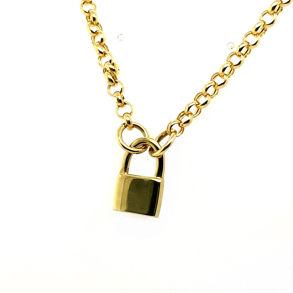 14K Yellow Gold High Polish Padlock Pendant